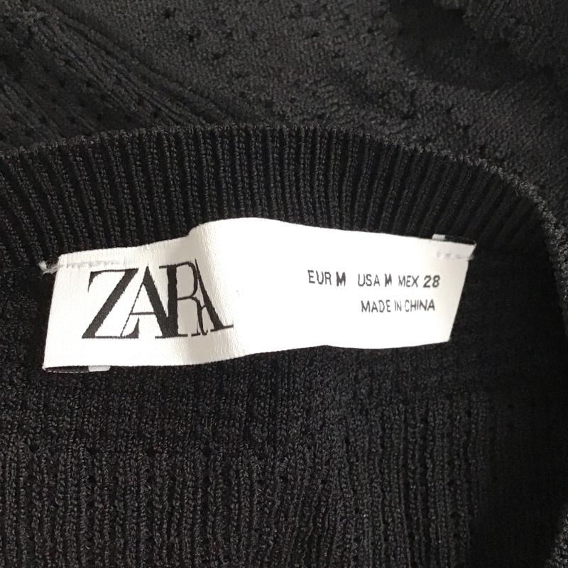 ザラ ZARA カットソー 半袖 2488 110 800 袖フリル M  黒 / ブラック /  レディース USED 古着 中古 10128078