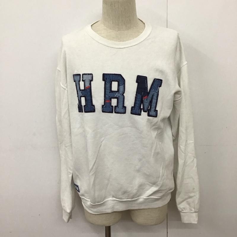 ハリウッドランチマーケット H.R MARKET トレーナー 長袖 長袖トレーナー スウェット クルーネック プルオーバー リメイク 2 ロゴ、文字 白 / ホワイト /  メンズ USED 古着 中古 10128080