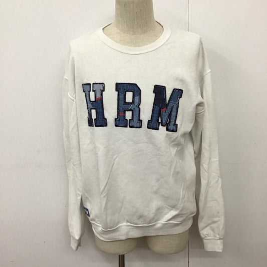 ハリウッドランチマーケット H.R MARKET トレーナー 長袖 長袖トレーナー スウェット クルーネック プルオーバー リメイク 2 ロゴ、文字 白 / ホワイト /  メンズ USED 古着 中古 10128080