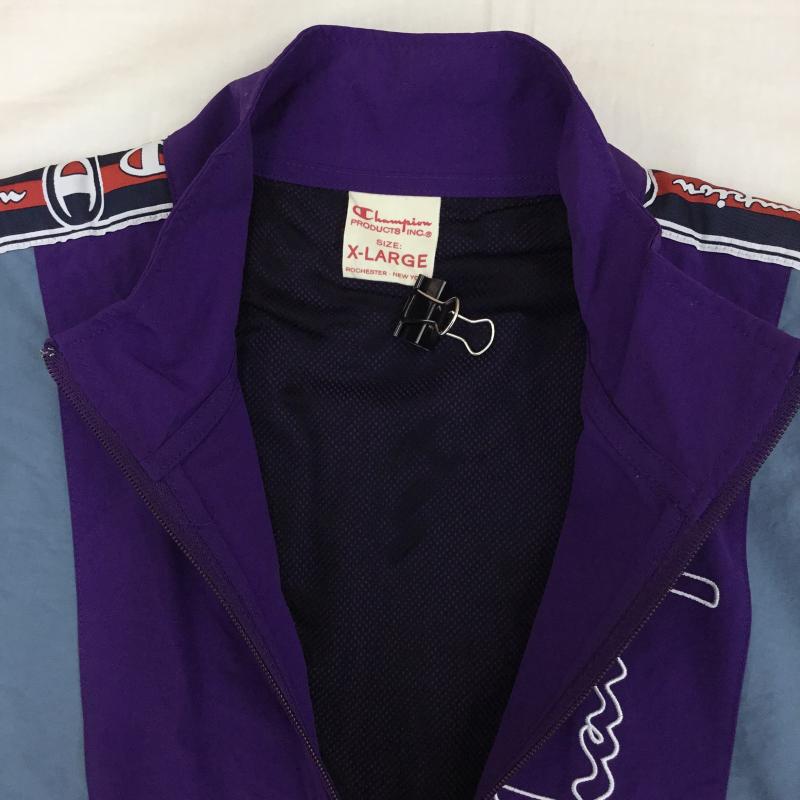 チャンピオン Champion ジャケット、上着 ジャンパー、ブルゾン track top XL ロゴ、文字 X 刺繍 紫 / パープル / X 緑 / グリーン / X 白 / ホワイト /  メンズ USED 古着 中古 10128083