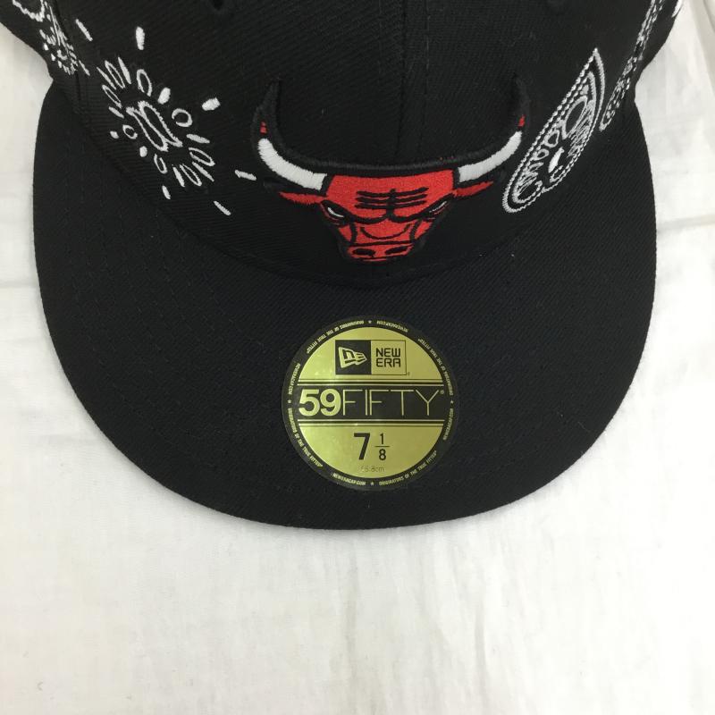 ニューエラ NEW ERA 帽子 キャップ NBA　シカゴ　ブルズ FREE ロゴ、文字 X 総柄 黒 / ブラック /  メンズ USED 古着 中古 10128095