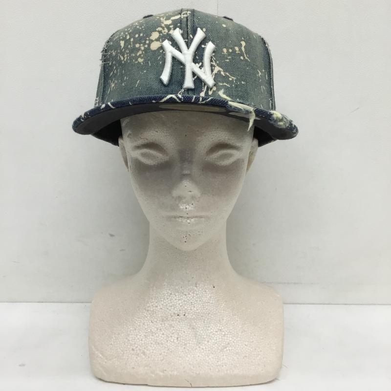 ニューエラ NEW ERA 帽子 キャップ ニューヨークヤンキース FREE ロゴ、文字 X 総柄 青 / ブルー /  メンズ USED 古着 中古 10128096