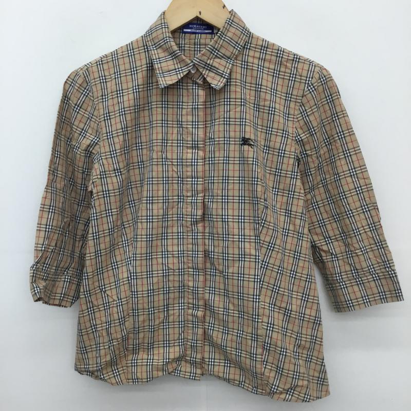 バーバリー BURBERRY シャツ、ブラウス 七分袖 40 チェック 茶 / ブラウン /  レディース USED 古着 中古 10128103