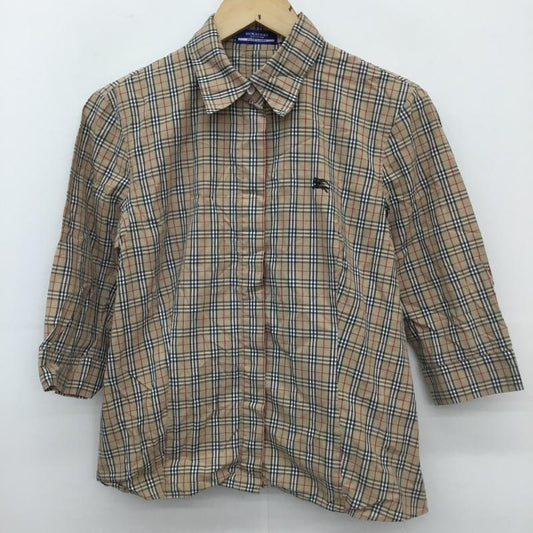 バーバリー BURBERRY シャツ、ブラウス 七分袖 40 チェック 茶 / ブラウン /  レディース USED 古着 中古 10128103