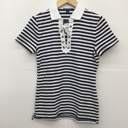 トミーヒルフィガー TOMMY HILFIGER Tシャツ 半袖 S ストライプ 白 / ホワイト / X 紺 / ネイビー /  レディース USED 古着 中古 10128106