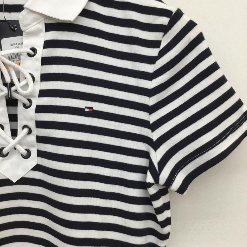トミーヒルフィガー TOMMY HILFIGER Tシャツ 半袖 S ストライプ 白 / ホワイト / X 紺 / ネイビー /  レディース USED 古着 中古 10128106