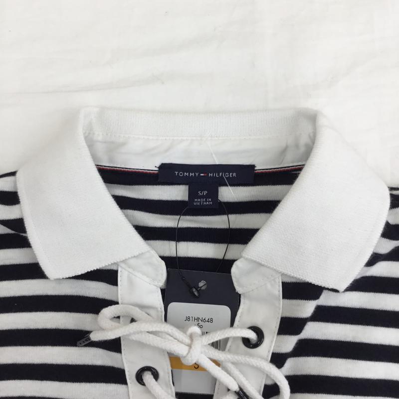 トミーヒルフィガー TOMMY HILFIGER Tシャツ 半袖 S ストライプ 白 / ホワイト / X 紺 / ネイビー /  レディース USED 古着 中古 10128106