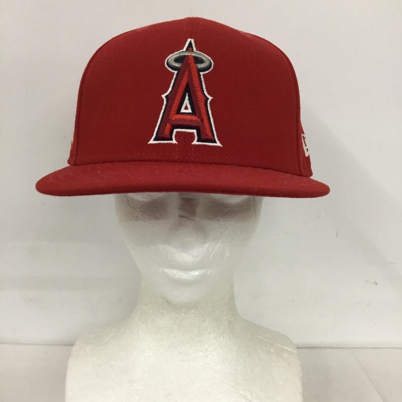 ニューエラ NEW ERA 帽子 キャップ 59FIFTY MLB ロサンゼルス エンゼルス 58.7cm ロゴ、文字 赤 / レッド /  メンズ USED 古着 中古 10128149
