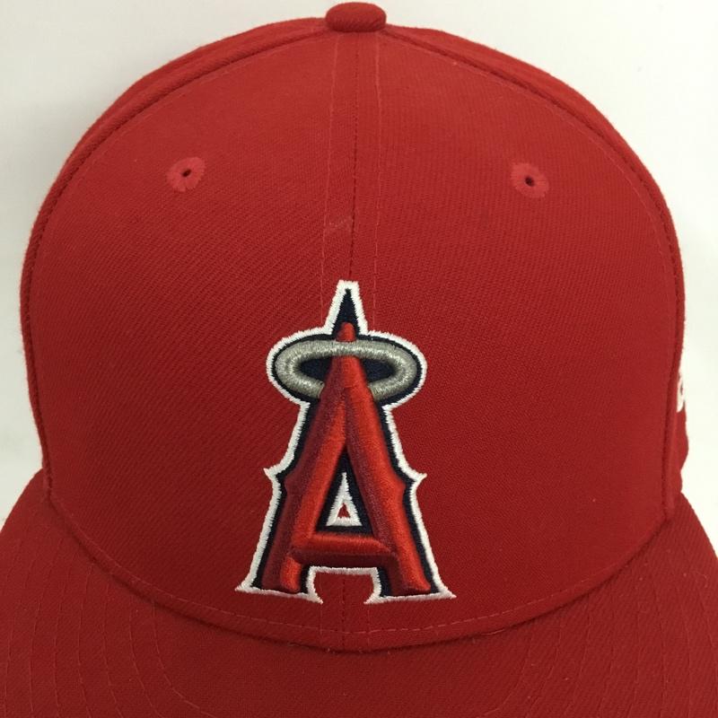 ニューエラ NEW ERA 帽子 キャップ 59FIFTY MLB ロサンゼルス エンゼルス 58.7cm ロゴ、文字 赤 / レッド /  メンズ USED 古着 中古 10128149