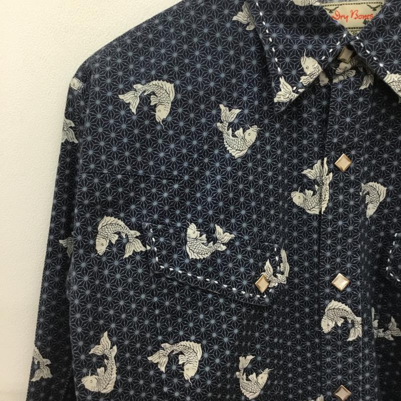 ドライボーンズ Dry Bones シャツ、ブラウス 長袖 03-3792-6147 Dry Bones 長袖シャツ M 総柄 青 / ブルー /  メンズ USED 古着 中古 10128188