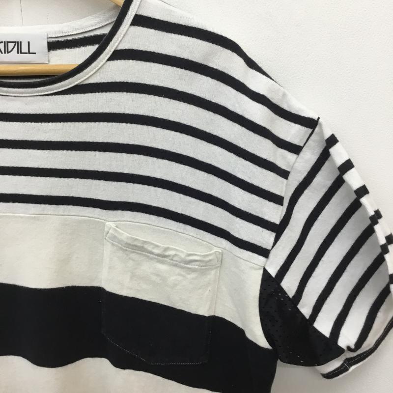キディル KIDILL Tシャツ 半袖 KL129 KIDILL 半袖Tシャツ FREE ボーダー柄 白 / ホワイト / X 黒 / ブラック /  メンズ USED 古着 中古 10128191
