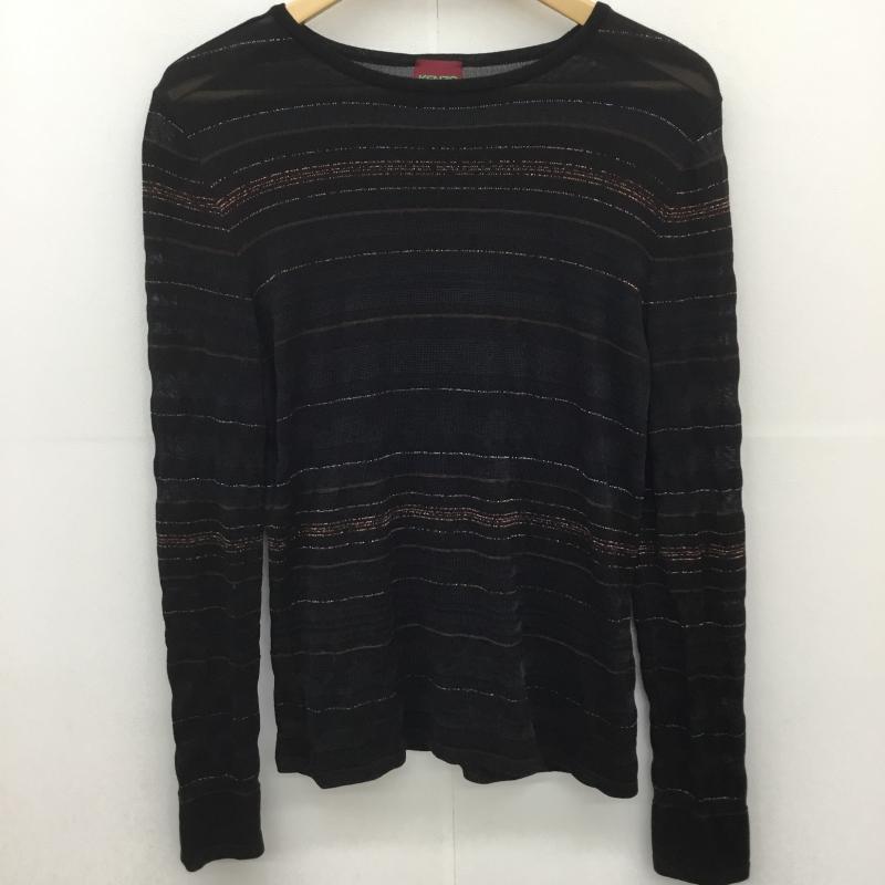 ケンゾー KENZO ニット、セーター 長袖 KENZO PARIS ニット イタリア製 VINTAGE M ボーダー柄 黒 / ブラック /  メンズ USED 古着 中古 10128198