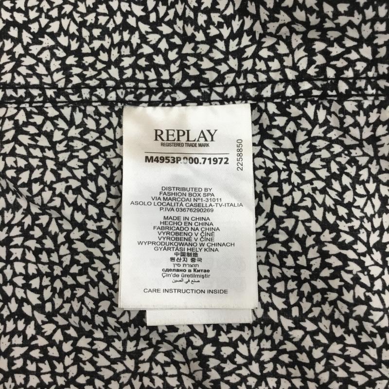 リプレイ REPLAY シャツ、ブラウス 長袖 REPLAY Cotten Patterned Button-up Shirt 総柄 白 / ホワイト / X 黒 / ブラック /  メンズ USED 古着 中古 10128203