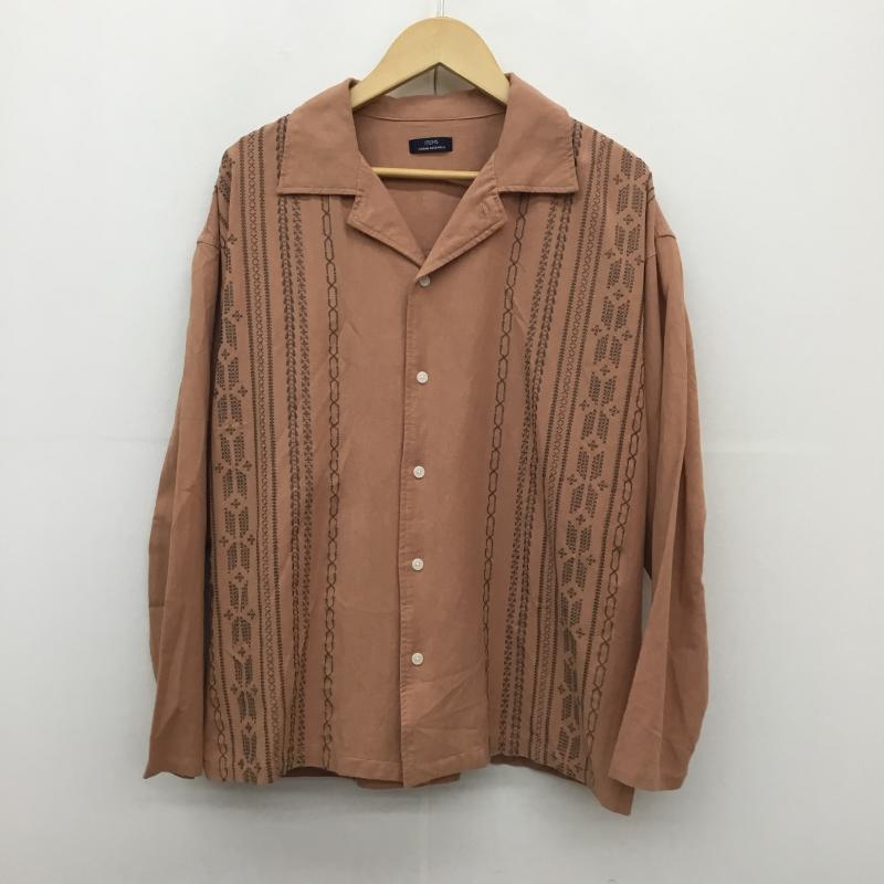 アイテムズ アーバンリサーチ ITEMS URBAN RESEARCH シャツ、ブラウス 長袖 URBAN RESEARCH リネン混オープンカラーシャツ　IT34-13CO10 L 刺繍 茶 / ブラウン /  メンズ USED 古着 中古 10128205