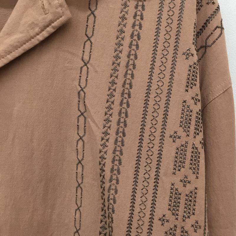 アイテムズ アーバンリサーチ ITEMS URBAN RESEARCH シャツ、ブラウス 長袖 URBAN RESEARCH リネン混オープンカラーシャツ　IT34-13CO10 L 刺繍 茶 / ブラウン /  メンズ USED 古着 中古 10128205