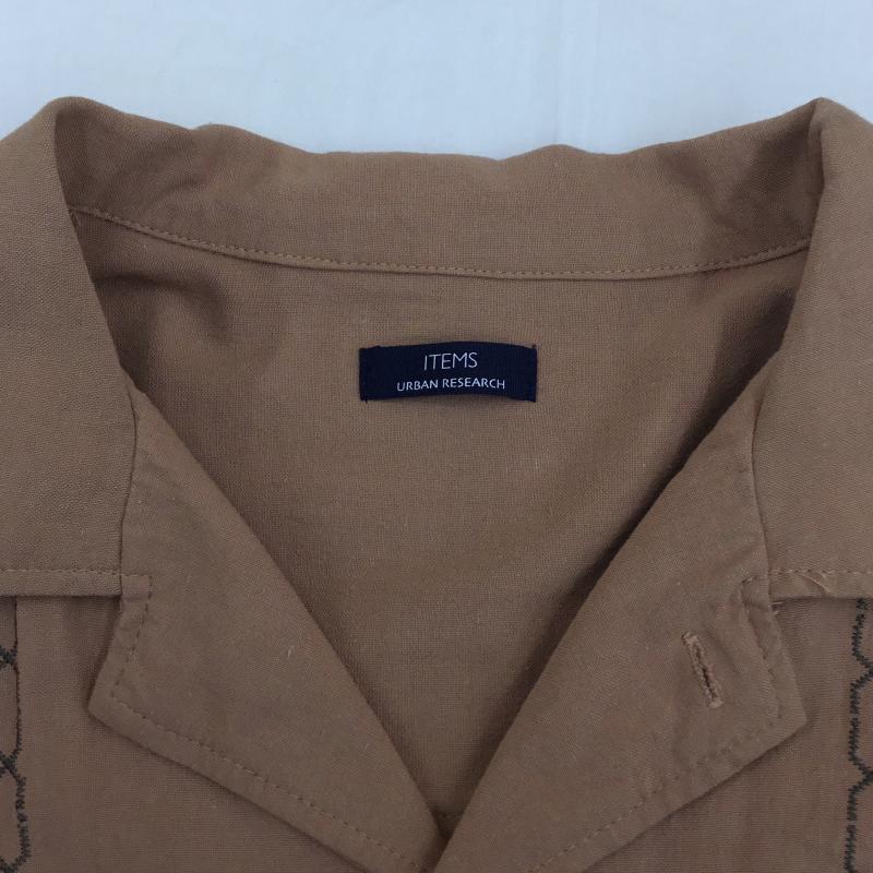 アイテムズ アーバンリサーチ ITEMS URBAN RESEARCH シャツ、ブラウス 長袖 URBAN RESEARCH リネン混オープンカラーシャツ　IT34-13CO10 L 刺繍 茶 / ブラウン /  メンズ USED 古着 中古 10128205