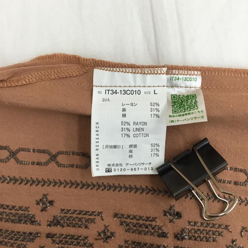 アイテムズ アーバンリサーチ ITEMS URBAN RESEARCH シャツ、ブラウス 長袖 URBAN RESEARCH リネン混オープンカラーシャツ　IT34-13CO10 L 刺繍 茶 / ブラウン /  メンズ USED 古着 中古 10128205