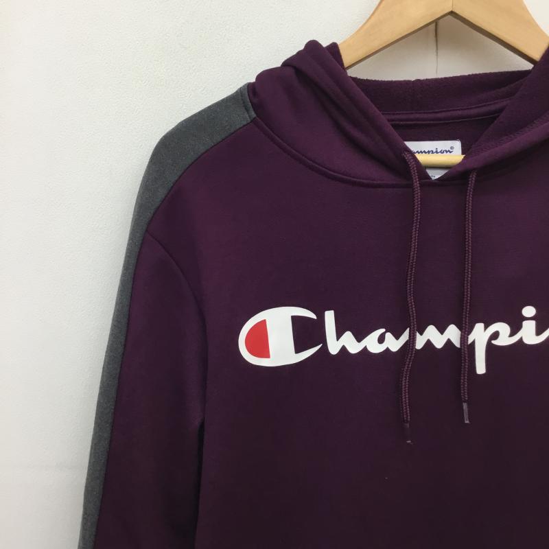 チャンピオン Champion パーカー 長袖 Champion パーカー M ロゴ、文字 X ワンポイント 紫 / パープル / X 灰 / グレー /  メンズ USED 古着 中古 10128210