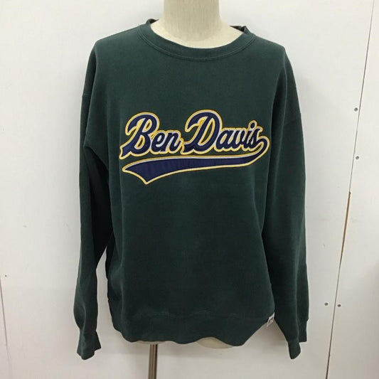 ベンデイビス BEN DAVIS トレーナー 長袖 L ロゴ、文字 X 刺繍 緑 / グリーン /  メンズ USED 古着 中古 10128283