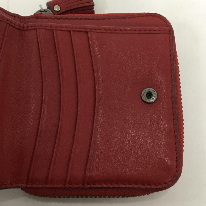 アニヤハインドマーチ ANYA HINDMARCH 財布 二つ折り 202151041-78 リボン スタッズ 箱有 ワンポイント 赤 / レッド /  レディース USED 古着 中古 10128298