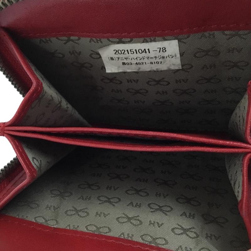 アニヤハインドマーチ ANYA HINDMARCH 財布 二つ折り 202151041-78 リボン スタッズ 箱有 ワンポイント 赤 / レッド /  レディース USED 古着 中古 10128298