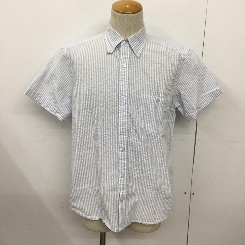 ランズエンド LAND S END シャツ、ブラウス 半袖 L チェック 白 / ホワイト / X 水色 / ライトブルー /  メンズ USED 古着 中古 10128307
