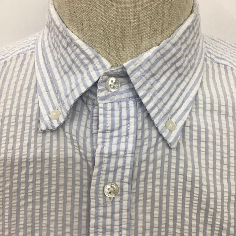 ランズエンド LAND S END シャツ、ブラウス 半袖 L チェック 白 / ホワイト / X 水色 / ライトブルー /  メンズ USED 古着 中古 10128307