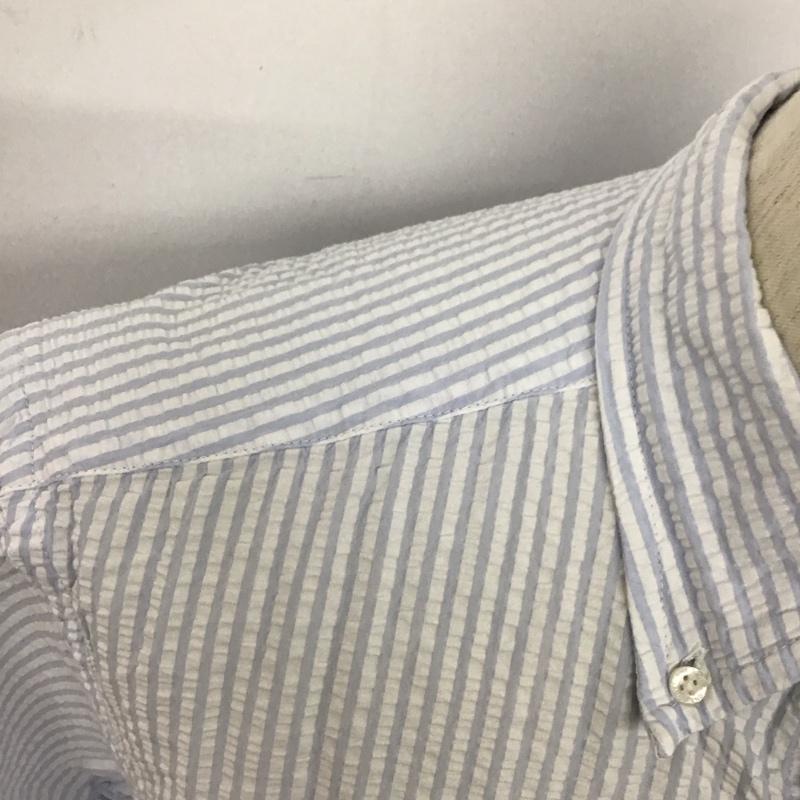 ランズエンド LAND S END シャツ、ブラウス 半袖 L チェック 白 / ホワイト / X 水色 / ライトブルー /  メンズ USED 古着 中古 10128307