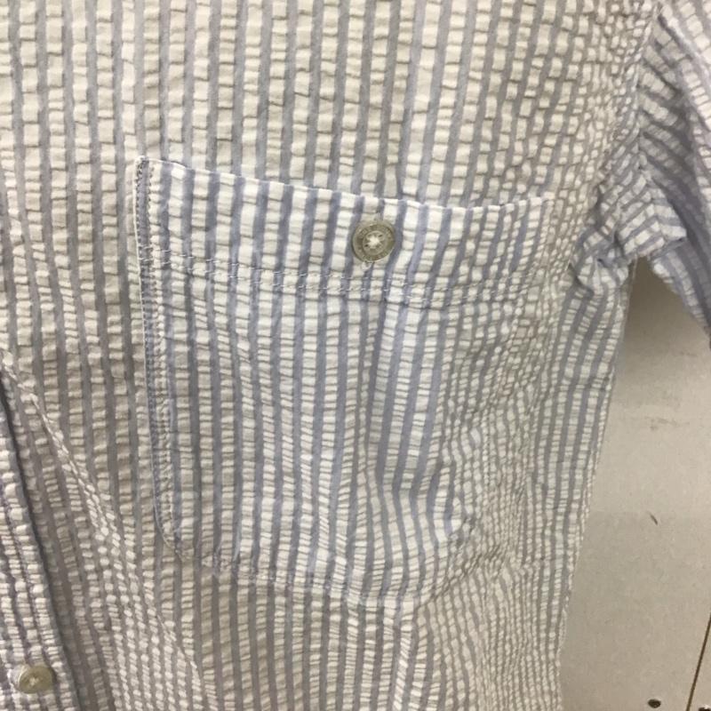ランズエンド LAND S END シャツ、ブラウス 半袖 L チェック 白 / ホワイト / X 水色 / ライトブルー /  メンズ USED 古着 中古 10128307