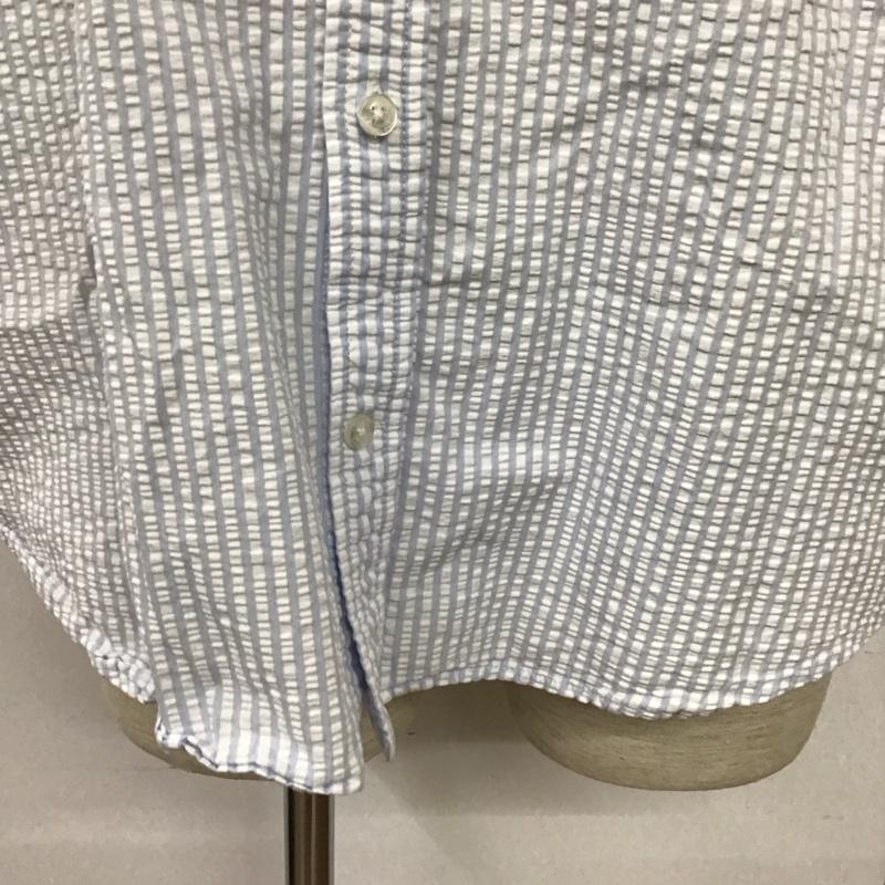 ランズエンド LAND S END シャツ、ブラウス 半袖 L チェック 白 / ホワイト / X 水色 / ライトブルー /  メンズ USED 古着 中古 10128307