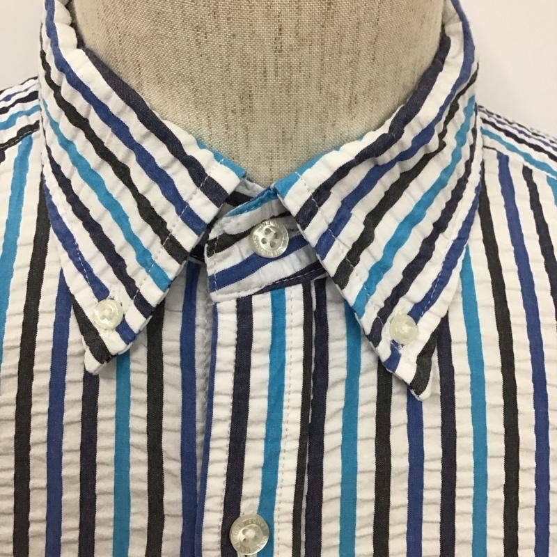 ランズエンド LAND S END シャツ、ブラウス 半袖 L ストライプ マルチカラー / マルチカラー /  メンズ USED 古着 中古 10128320