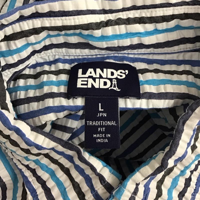 ランズエンド LAND S END シャツ、ブラウス 半袖 L ストライプ マルチカラー / マルチカラー /  メンズ USED 古着 中古 10128320