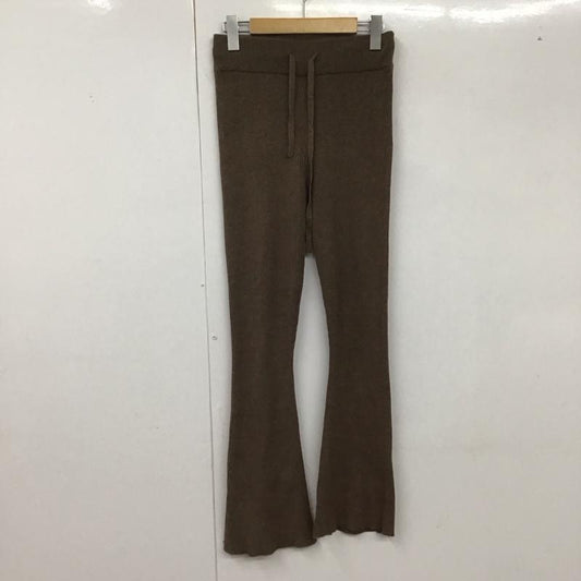 ローリーズファーム LOWRYS FARM パンツ スラックス リブニットパンツ FREE 無地 茶 / ブラウン /  レディース USED 古着 中古 10128436