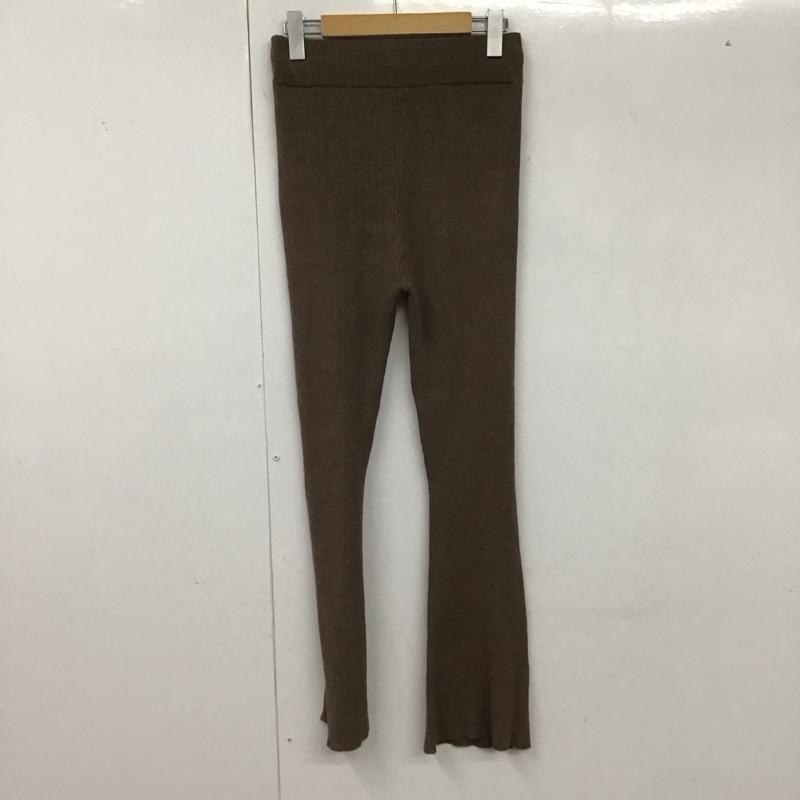 ローリーズファーム LOWRYS FARM パンツ スラックス リブニットパンツ FREE 無地 茶 / ブラウン /  レディース USED 古着 中古 10128436