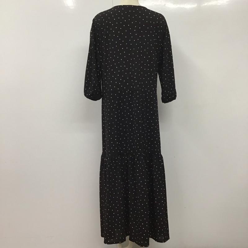 ニコアンド niko and... ワンピース ロングスカート L ドット 黒 / ブラック /  レディース USED 古着 中古 10128443