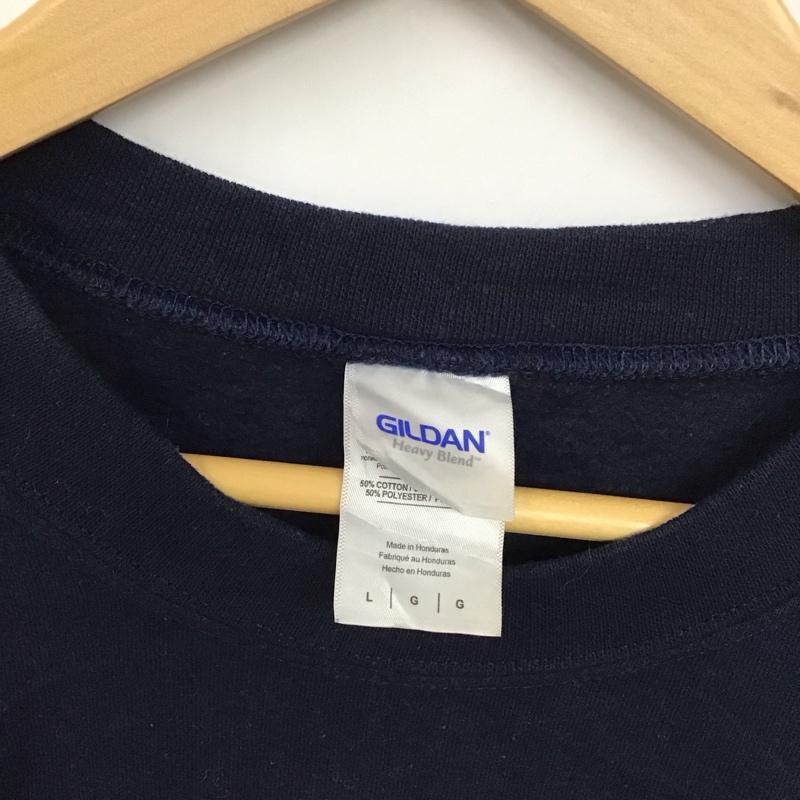 ギルダン GILDAN トレーナー 長袖 L ロゴ、文字 紺 / ネイビー /  メンズ USED 古着 中古 10128489