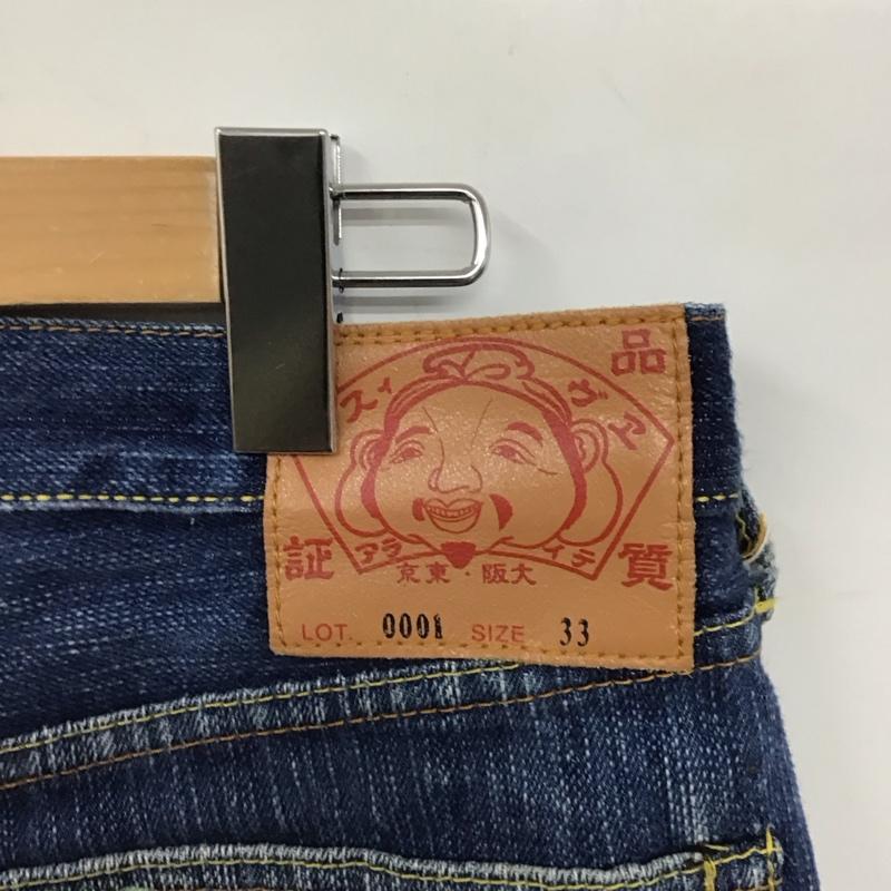 エヴィス EVISU パンツ デニム、ジーンズ 33インチ 無地 X プリント インディゴ / インディゴ /  メンズ USED 古着 中古 10128519