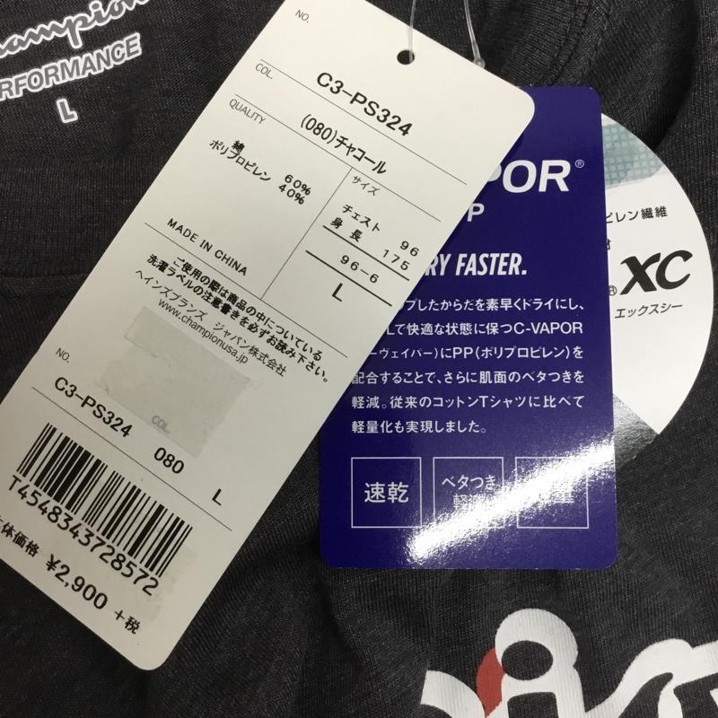 チャンピオン Campion Tシャツ 半袖 C3-PS324 速乾 tシャツ スポーツウェア トレーニングウェア L ロゴ、文字 X プリント チャコールグレー / チャコールグレー /  メンズ USED 古着 中古 10135040