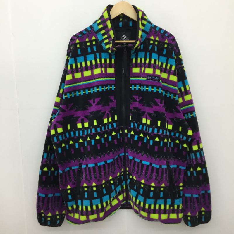 コロンビア Columbia ジャケット、上着 ジャケット、ブレザー フリースジャケット XXL 総柄 黒 / ブラック / X 紫 / パープル /  メンズ USED 古着 中古 10135121