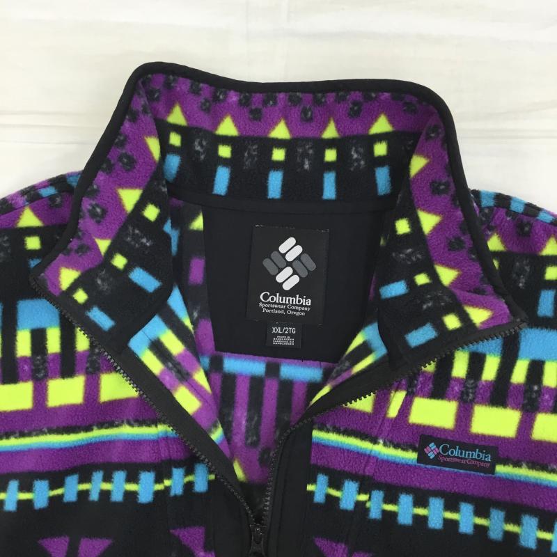 コロンビア Columbia ジャケット、上着 ジャケット、ブレザー フリースジャケット XXL 総柄 黒 / ブラック / X 紫 / パープル /  メンズ USED 古着 中古 10135121