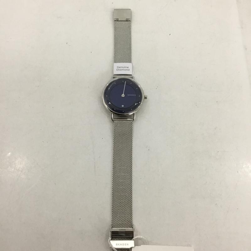 スカーゲン SKAGEN 腕時計 アナログ（クォーツ式） SKW2738 箱有 ロゴ、文字 紺 / ネイビー / X 銀 / シルバー /  レディース USED 古着 中古 10135145