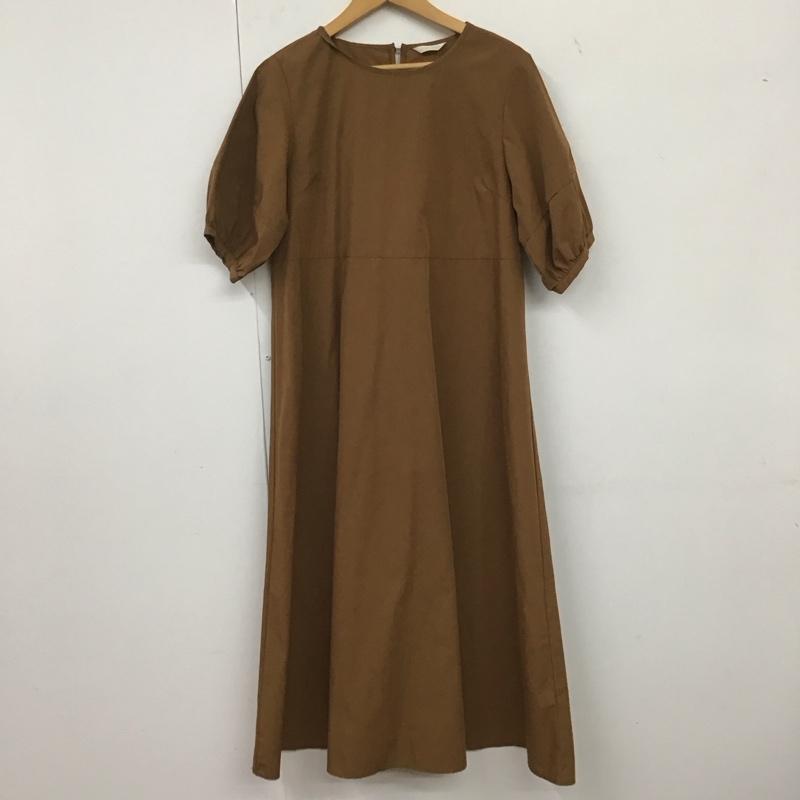 エヘカソポ ehka sopo ワンピース ロングスカート 半袖ワンピース フレアスカート クルーネック FREE 無地 茶 / ブラウン /  レディース USED 古着 中古 10135198