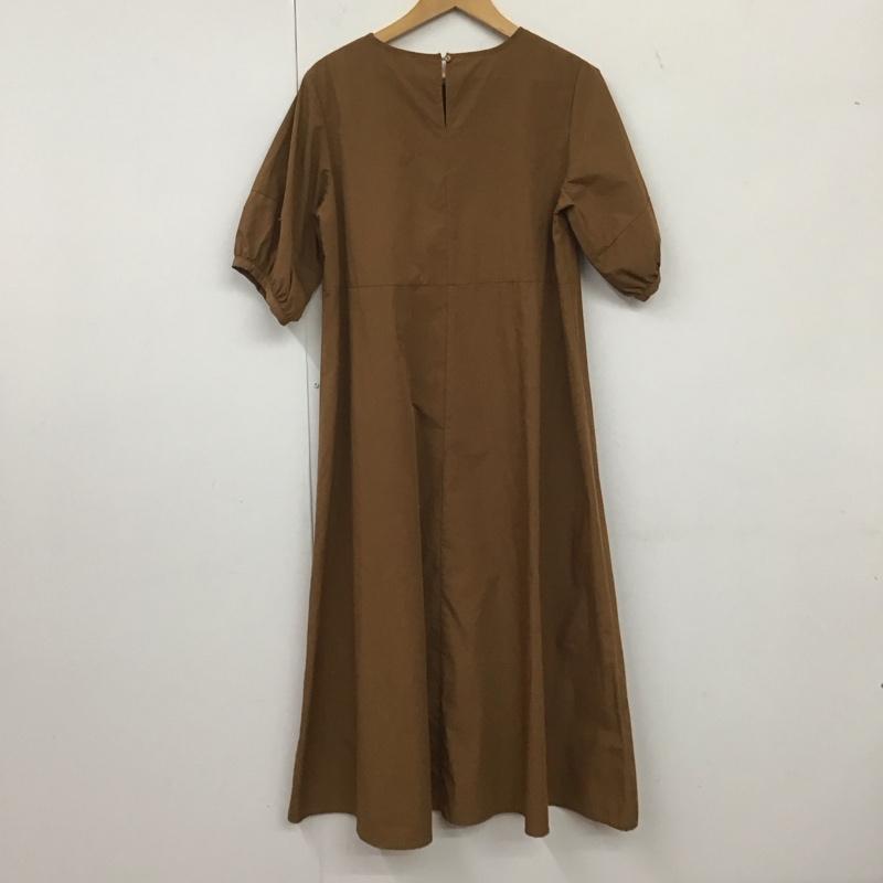 エヘカソポ ehka sopo ワンピース ロングスカート 半袖ワンピース フレアスカート クルーネック FREE 無地 茶 / ブラウン /  レディース USED 古着 中古 10135198