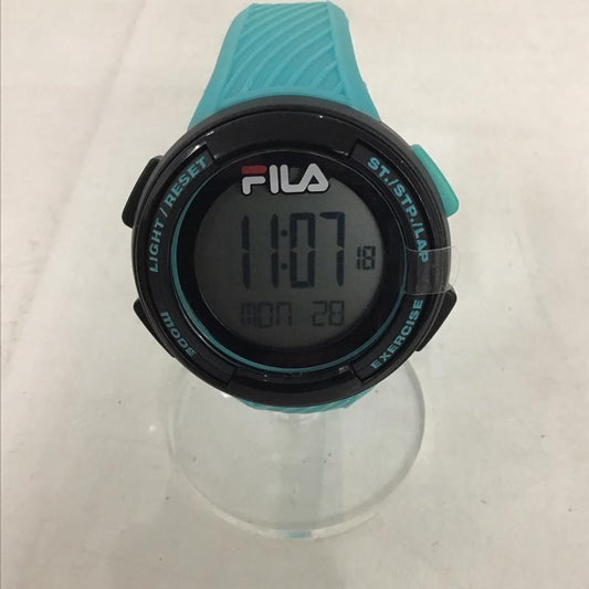 フィラ FILA 腕時計 デジタル 38-163 ロゴ、文字 黒 / ブラック / X 水色 / ライトブルー /  メンズ USED 古着 中古 10135250