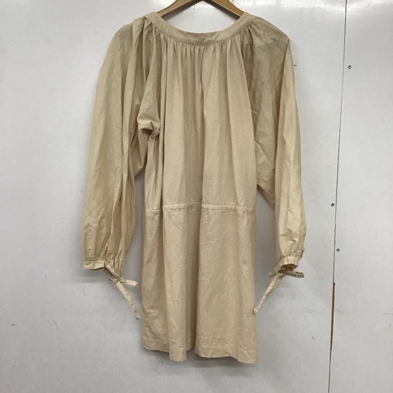 ザラ ZARA ワンピース ロングスカート 長袖シャツロングワンピース 前開 フレアスカート M 無地 ベージュ / ベージュ /  レディース USED 古着 中古 10135415