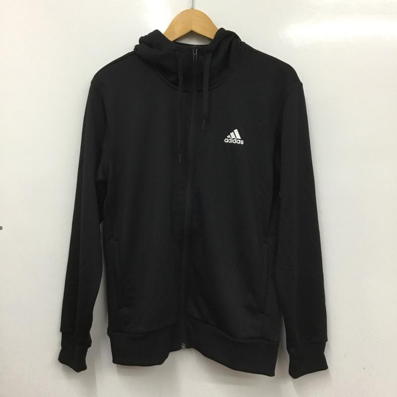 アディダス adidas パーカー 長袖 BR1103 ESSENTIALS ライトスウェットフルジップパーカー L プリント X ロゴ、文字 黒 / ブラック /  メンズ USED 古着 中古 10135464