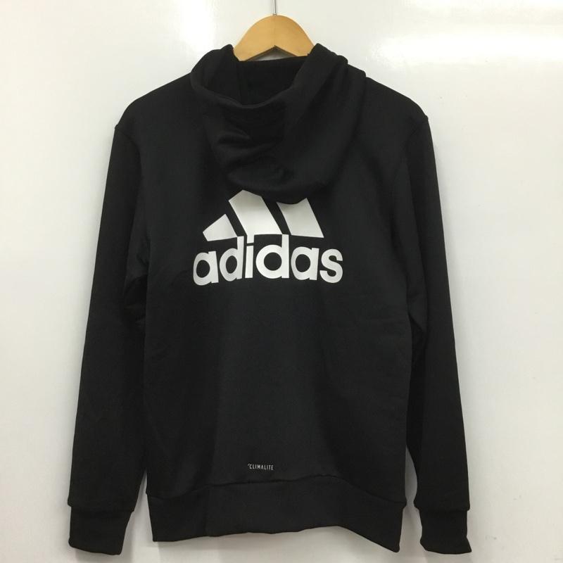 アディダス adidas パーカー 長袖 BR1103 ESSENTIALS ライトスウェットフルジップパーカー L プリント X ロゴ、文字 黒 / ブラック /  メンズ USED 古着 中古 10135464