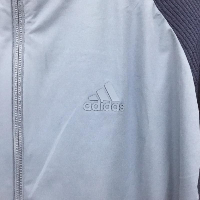 アディダス adidas ジャケット、上着 ジャンパー、ブルゾン EJ7315 ゴルフ 長袖セーター ニットコンビネーション ストレッチ フルジップ長袖ジャケット ロゴ、文字 紺 / ネイビー /  メンズ USED 古着 中古 10135531