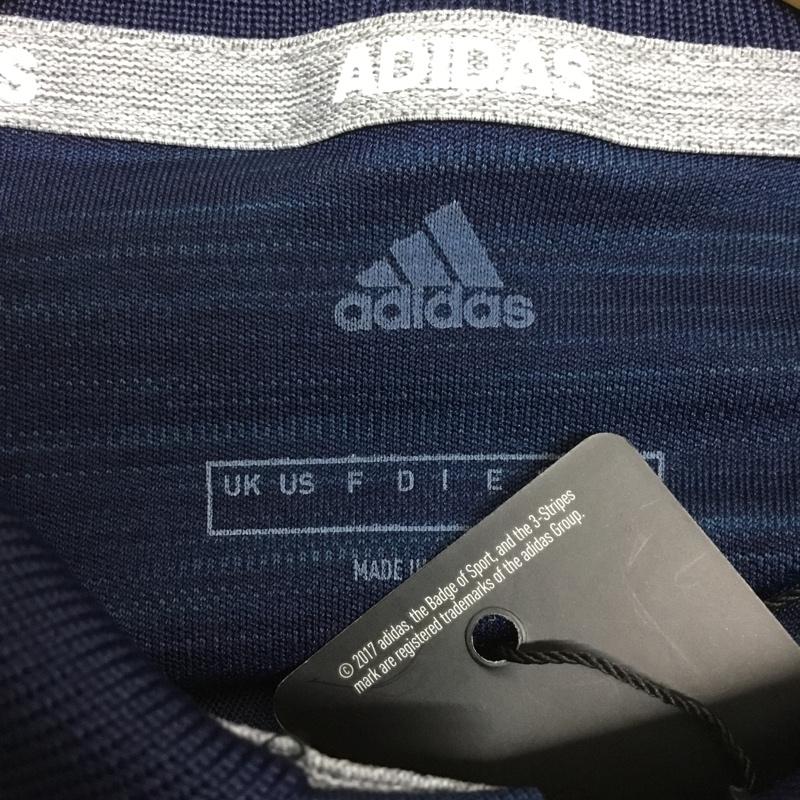 アディダス adidas ポロシャツ 長袖 EH3641 ゴルフウェア タグ付き L ロゴ、文字 紺 / ネイビー /  メンズ USED 古着 中古 10135532