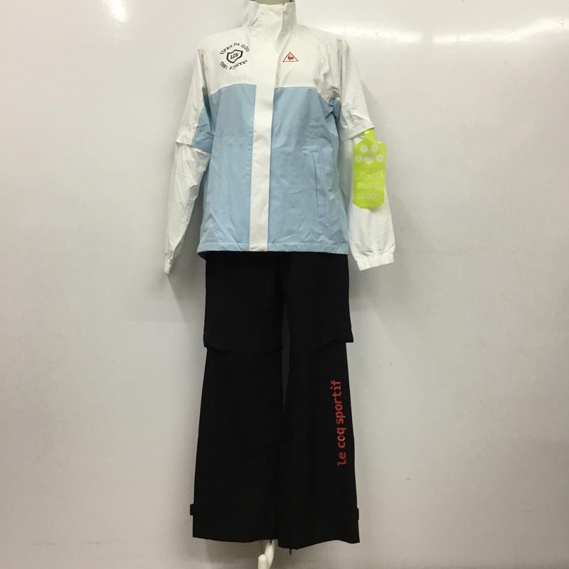 ルコックスポルティフ le coq sportif ウェア ウェア QGWNJH00W レインウエア ゴルフ 上下セット ジャケット パンツ L ロゴ、文字 白 / ホワイト / X 黒 / ブラック / X 水色 / ライトブルー /  レディース USED 古着 中古 10135538